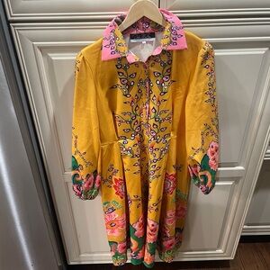 Dalia MacPhee Boho Large Printed Midi Dress Long Sleeve